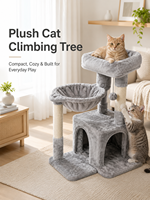 Arbre à chat compact et condo pour chat avec grande perchoir-hamac et poteaux à gratter en sisal pour chats d'intérieur OEM ODM Personnalisé