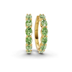 Boucles d'oreilles créoles ovales en diamant de laboratoire vert océan lagunaire 1 carat total, clarté VS, or massif 14K, ambiance vacances d'été et côtier - Product Image 3