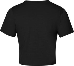 เสื้อลำลองสำหรับเด็กผู้หญิงเสื้อยืดไม้ไผ่พิมพ์ดิจิตอลเสื้อเจอร์ซี่ผ้าตัวยาวสั้นตกแต่งโลโก้ - Product Image 4