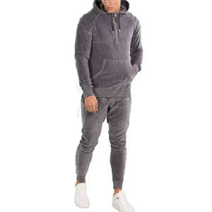 Fashion Men <b>Velvet</b> Tracksuit Full Zip <b>Hoodie</b> and Sweatpants Custom Logo Available <b>Velvet</b> Tracksuit - Product Image 2
