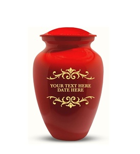 Personalized Human Cremation Urn for Adult Ashes Men & Woman Engraved Brass Urn with Name <b>Date</b> Headstone Shape <b>Red</b> Custom Size - Product Image 4
