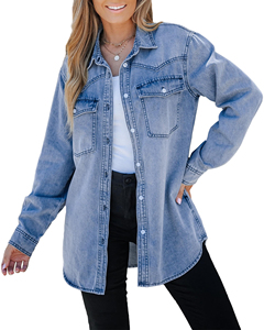 Nouvelle veste en jean bleu couleur pour femmes vêtements décontractés pour femmes veste d'automne veste en jean boutonnée manteau surdimensionné veste en jean - Product Image 3