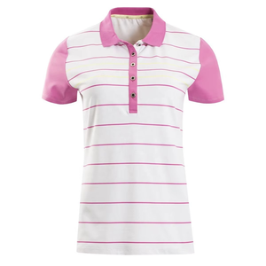 Fashionable Wholesale Price Short Sleeve <b>Polo</b> <b>Neck</b> Custom Design Striped <b>Polo</b> Shirt For <b>Ladies</b> Customized Comfortable Breathable - Product Image 1