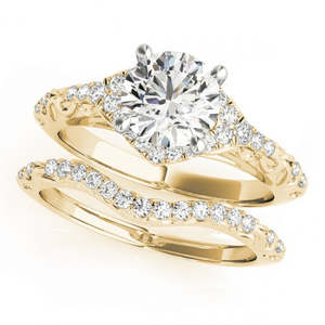 ชุดเครื่องประดับเพชรทองคำขาวผสมเหลือง 14K (1.25 กะรัต) ลายวนแบบโบราณ สำหรับงานแต่งงาน งานหมั้น ของขวัญวินเทจ สไตล์ศาสนา - Product Image 3