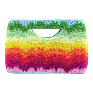 Último bolso hecho a mano multicolor CHEVRON RAINBOW para damas disponible a granel por glowin fashion - Product Image 1