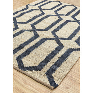 พรมปูพื้นทรงสี่เหลี่ยมผืนผ้าลายเรขาคณิตสีเบจน้ำตาล Nomadic Threads รุ่น PDJT-104 ทำจากปอกระเจาถักทอแบบแบน เหมาะสำหรับบ้าน ห้องนอน ห้องนั่งเล่น และทางเดิน - Product Image 2