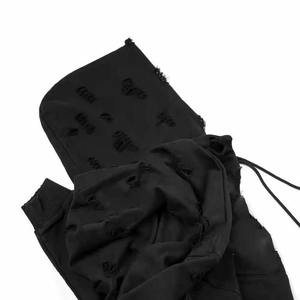 Pull-over à capuche surdimensionné personnalisé de haute qualité Vêtements de rue Harajuku vintage avec trous déchirés design lourds pour l'hiver - Product Image 5