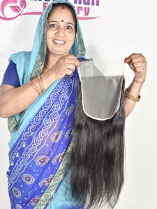 Cheveux humains indiens authentiques disponibles en gros, prix de gros, cheveux vierges Remy naturels, soyeux, fermeture droite, longue couleur noire à vendre - Product Image 4