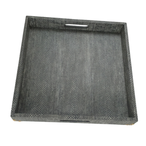 0,45x0,45x0.065 gris claro/carbón Faux Boa líder piel cuadrado té/bandejas para servir comida - Product Image 4