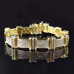 Bracelet classique en or jaune 10 carats diamant cultivé en laboratoire lien épais hommes Style Hip Hop bijoux de luxe - Product Image 1