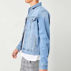 Chaqueta de mezclilla de poliéster vintage para hombre con bordado personalizado, etiqueta privada, estilo streetwear, con bolsillos cargo, abotonada, lavado a la piedra, estampado azul - Product Image 2