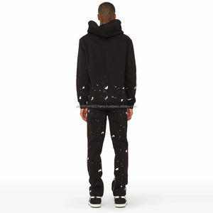 ชุดวอร์มผ้าคอตตอนสำหรับผู้ชายชุดวอร์มผ้าคอตตอนโอเวอร์ไซส์ผ้าเรียบๆสไตล์วินเทจชุดวอร์มทรงฮิปฮอปชุดวอร์มทรงบานสำหรับผู้ชาย - Product Image 2