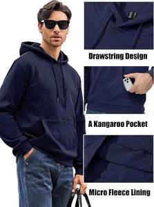 Sweat à capuche unisexe oversize en polaire doublée pour l'hiver, décontracté, sportif, avec fermeture éclair, poche kangourou et broderie - Product Image 3