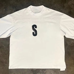 T-shirt surdimensionné Streetwear personnalisé en coton lourd pour hommes T-shirts lourds haut décontracté T-shirts brillant paillettes strass chemise - Product Image 1