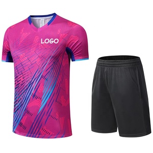 เสื้อแบดมินตันแห้งเร็ว ราคาดีที่สุด สำหรับผู้ชายและผู้หญิง รับผลิตแบรนด์เอง ระบายอากาศได้ดี สีชมพู เสื้อเทนนิส กางเกงขาสั้น ราคาถูก - Product Image 1