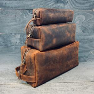 Kits doubles pour hommes sac de rasage étanche nouvelle mode Logo personnalisé poignée en cuir bonne qualité fermeture à glissière TYG-0014 - Product Image 1