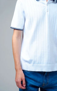 Verano personalizado hombres ropa de negocios Polo cuello camisa costilla prendas de punto al por mayor suéteres de manga corta fabricados por productos Huzaifa - Product Image 4