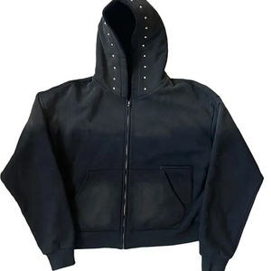 Sudadera con Capucha y Cremallera de Algodón 100% Lavado Ácido, de Alta Calidad, con Logotipo Personalizado, para Hombre - Product Image 1