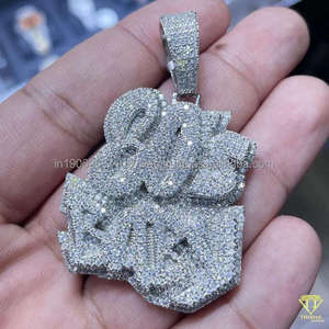 Declaración de lujo Hip Hop Street Style VVS Lab Grown Diamond 60s Colgante Frase personalizada Hombres Bling Rapper Charm - Product Image 5
