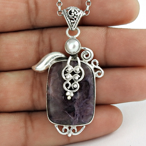 Look élégant prix de gros de haute qualité en argent Sterling 925 Charoite naturelle pierre précieuse Style ethnique pendentif bijoux faits à la main - Product Image 1