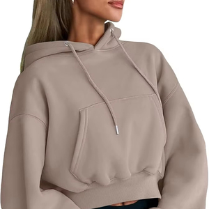 Sudadera Corta Informal Personalizada para Mujer, 100% Algodón Jersey/Felpa, Mangas Caídas, Transpirable, Resistente al Viento, Ecológica - Product Image 1