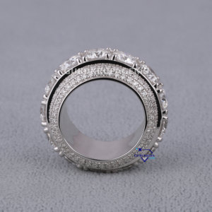 Venta caliente personalizado 925 plata esterlina corte redondo Moissanite diamante Hip Hop Iced Out Wedding Band anillo fino para mujeres - Product Image 4