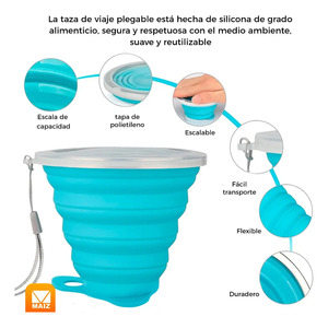 <b>Reusable</b> Foldable Retractable Portable <b>Cup</b> with Lid - Assorted Colors - Product Image 6