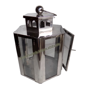 Lanternes hexagonales personnalisées de bougie d'acier inoxydable de nouveauté avec le verre pour la décoration d'anniversaire de Noël Diwali - Product Image 1