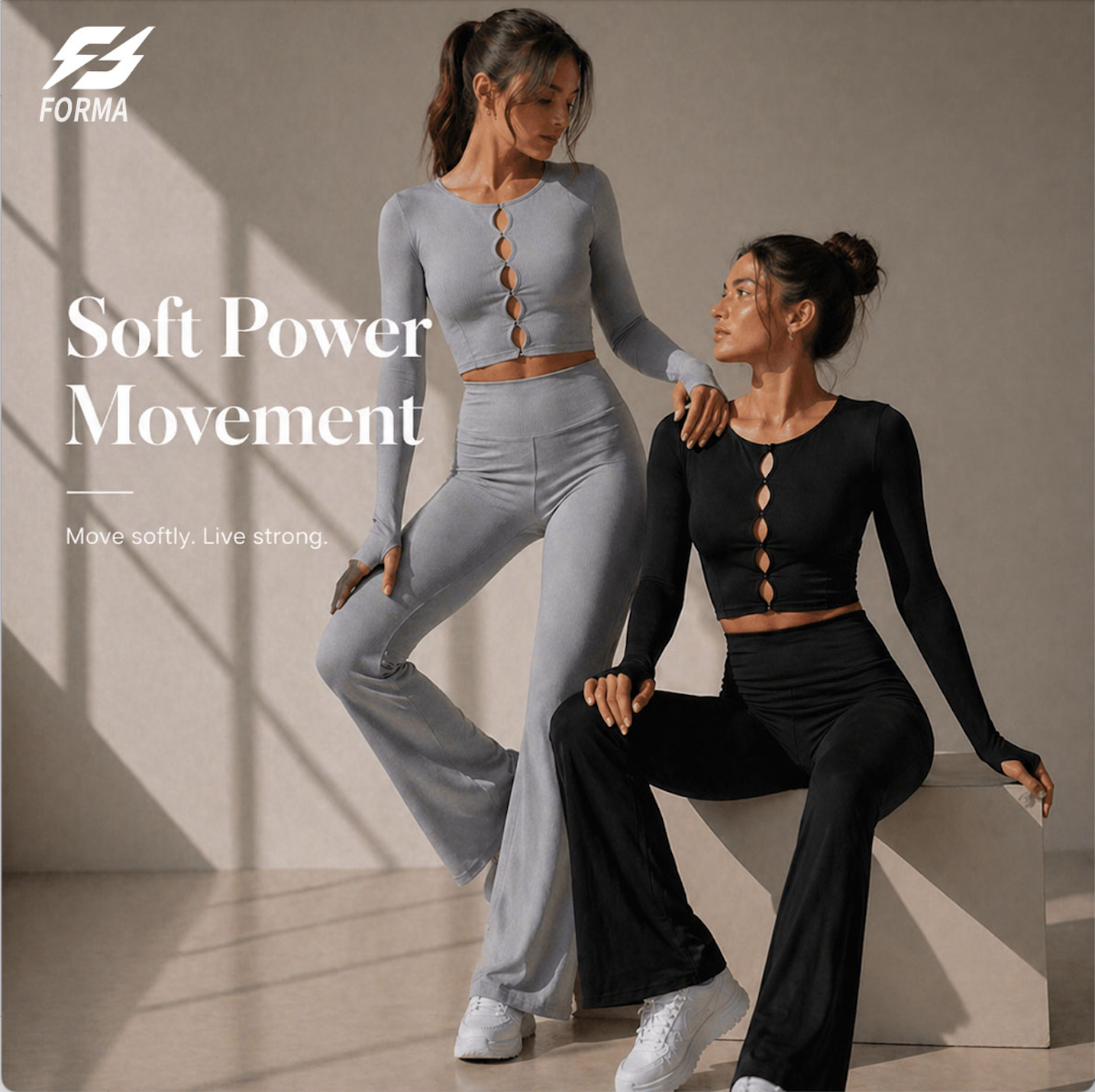 Women Ribbed Cut-Out Front Custom Logo Long Sleeve Slim Fit Cropped Yoga Activewear Top