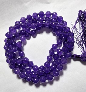 Mayorista 34-Inch 108 Beads Mala Top Natural Amethyst Healing Crystal Stone Diamond Cut Blue Color Tamaño 8 mm - Product Image 2