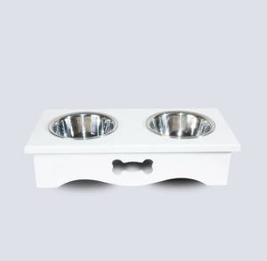 Station d'alimentation pour chiens surélevée à double bol Mangeoire pour animaux de compagnie rustique avec bol en acier Table d'alimentation pour animaux de compagnie avec support pour bol en acier - Product Image 2