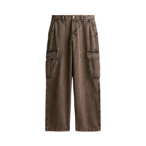 กางเกงคาร์โก้เอวสูงทรงหลวมสำหรับผู้ชาย สวมใส่สบาย ทรงหลวม ผ้าฟอกสีอ่อน ดีไซน์พิมพ์ลายสตรีทแวร์ทันสมัย ผลิตจากผ้าเดนิม - Product Image 2