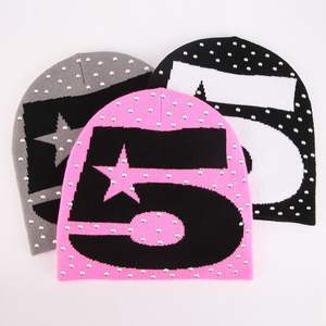 Gorro de Punto Jacquard Unisex Personalizado al por Mayor con Estampado de Letras/Puntos, Estilo Y2K con Pedrería, para Invierno, Playa y Calle, Transpirable e Impermeable - Product Image 2