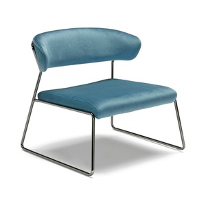 Upholstered Lounge Armchair with Painted or Plated Metal Frame - Product Image 3