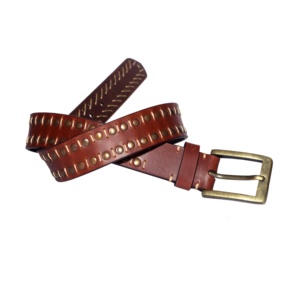 Ceinture cloutée de haute qualité Punk Pyramide boucle carrée chaîne ceinture en cuir reconstitué Rivet ceinture en cuir noir avec cuir GRAIN SUPÉRIEUR - Product Image 1