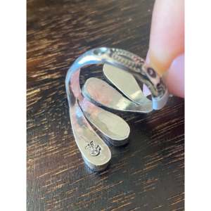 Mark Barney Blue Opal <b>Man</b>-Made & Sterling <b>Silver</b> Adjustable <b>Ring</b> Rose Gold Plated Bezel Setting - Product Image 5