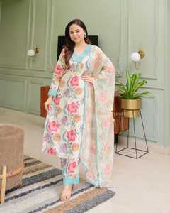 MAL kurti PANT & dupatta จากอินเดียที่มีคุณภาพส่งออกมาใหม่ดูสง่างามผลิตจากงานปักจากอินเดีย - Product Image 5
