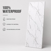 Panneau mural en PVC en marbre Statuario blanc, imperméable, revêtement décoratif intérieur