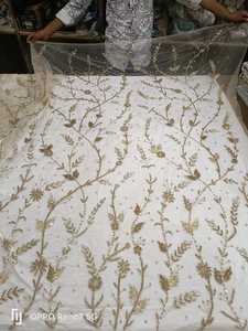 Meilleur prix 100% Polyester tissu perlé de luxe avec Zircon fait à la main fournisseur indien vêtements faisant tissé et motif de maille - Product Image 3