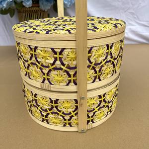 Multi-Function Handle Two-Tier Storage Basket Home Decoration <b>Bamboo</b> Material - Product Image 6