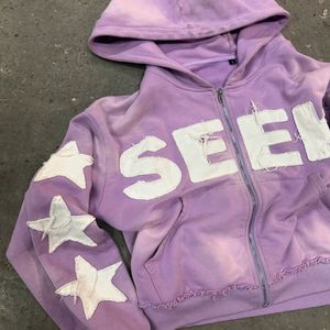 Embroidery Patchwork Zip-Up Hoodie | Men 400gsm Cotton Fleece Distressed Custom Embroidered Zip Acid <b>Wash</b> Regular Sweatshirt - Product Image 1