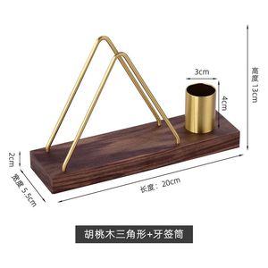 Porte-mouchoirs en métal élégant avec base en bois et distributeur de cure-dents intégré: accessoire multifonctionnel pour la maison et le bureau - Product Image 3