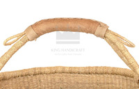 Panier Bolga, vert olive rayé, grande taille fabriqué à la main par un maître artisan du Vietnam