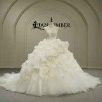 Gaun Pengantin Model Ball Gown Jancember GT26040 Princess Sweetheart dengan Hiasan Bunga 3D