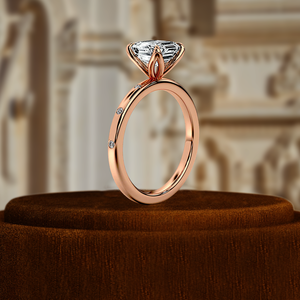 Sólido 14K oro amarillo Lab Grown Diamond 2Ct Asscher Cut Hidden Halo Solitaire Engagement Pave Classic IGI Certified Party - Product Image 5