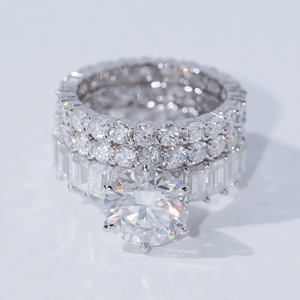 Custom 9.17CT Vvs Lab Grown Diamond Wedding <strong>Rings</strong> Couple <strong>Set</strong> Hot Selling White Gold 925 <strong>Sterling</strong> <strong>Silver</strong> <strong>Ring</strong> Fine Women Jewelry - Product Image 1