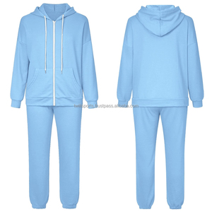 Conjunto Deportivo Unisex Casual de Invierno con Diseño Sólido, Pantalones y Sudadera de Forro Polar/Algodón Ecológico, con Logotipo Personalizado Diamante - Product Image 2