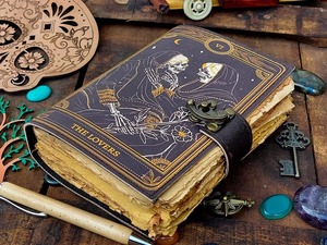 Vintage Leather Skull Lover Journal Antique Deckle Edge Pepar Blanks Spell <b>Book</b> Grimoire <b>Book</b> of Shadows Wiccan Journal - Product Image 3