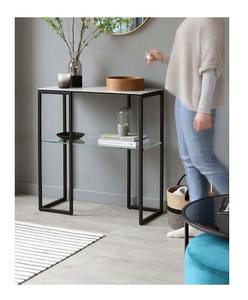 Table console en métal de style industriel rustique avec grand dessus en bois parfait pour la décoration de la maison élégante et le stockage de meubles - Product Image 2