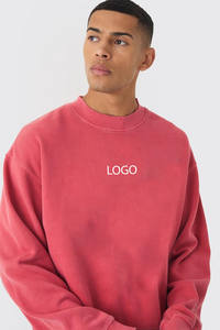 Sweat-shirt épais et épais à épaules tombantes rouge avec logo personnalisé surdimensionné 100% sweat-shirt d'entraînement sportif en coton sweats à capuche - Product Image 3